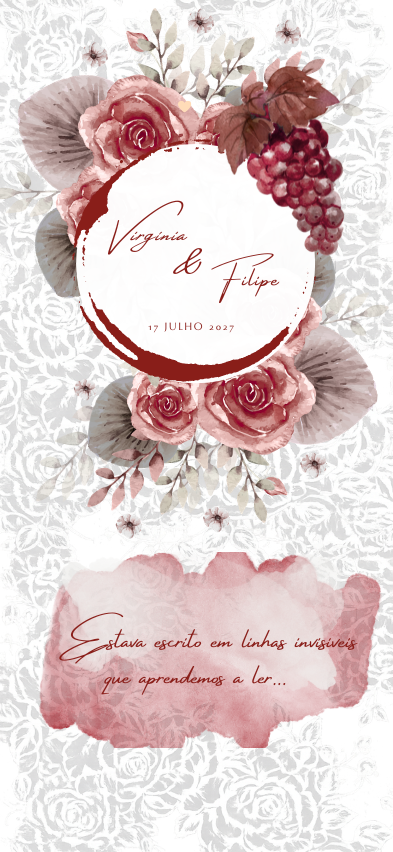 Convite floral do casamento de Virgínia e Filipe